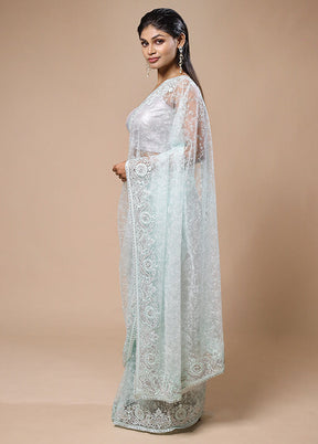 Mint Silk Saree With Blouse Piece