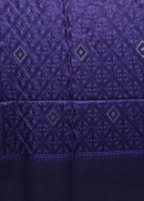 Purple Butta Work With Zari Woven Border Shawl