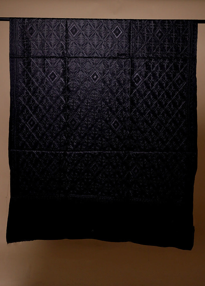 Black Butta Work With Zari Woven Border Shawl