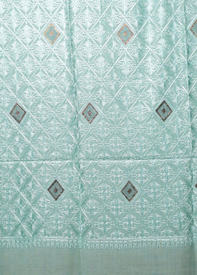 Green Butta Work With Zari Woven Border Shawl