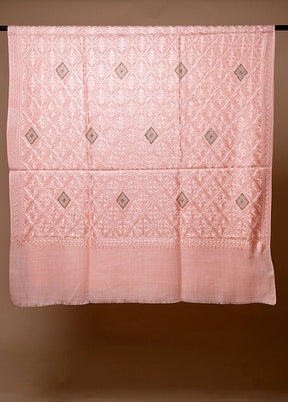 Peach Butta Work With Zari Woven Border Shawl