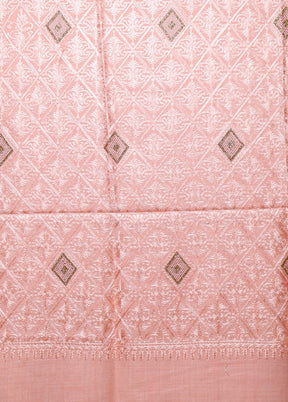 Peach Butta Work With Zari Woven Border Shawl