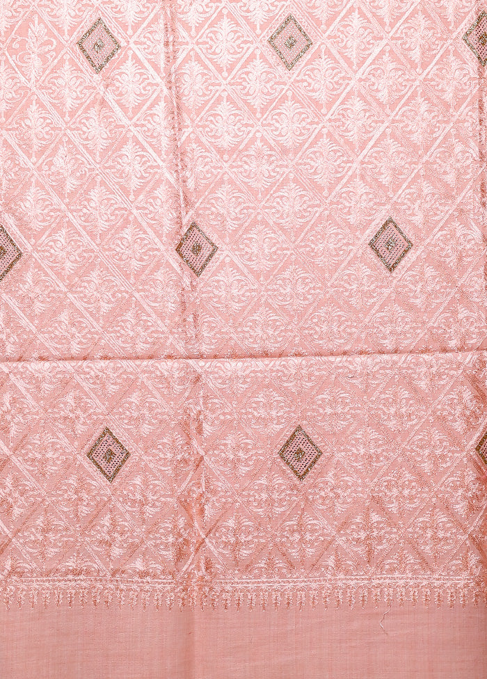 Peach Butta Work With Zari Woven Border Shawl