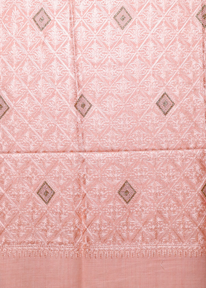 Peach Butta Work With Zari Woven Border Shawl