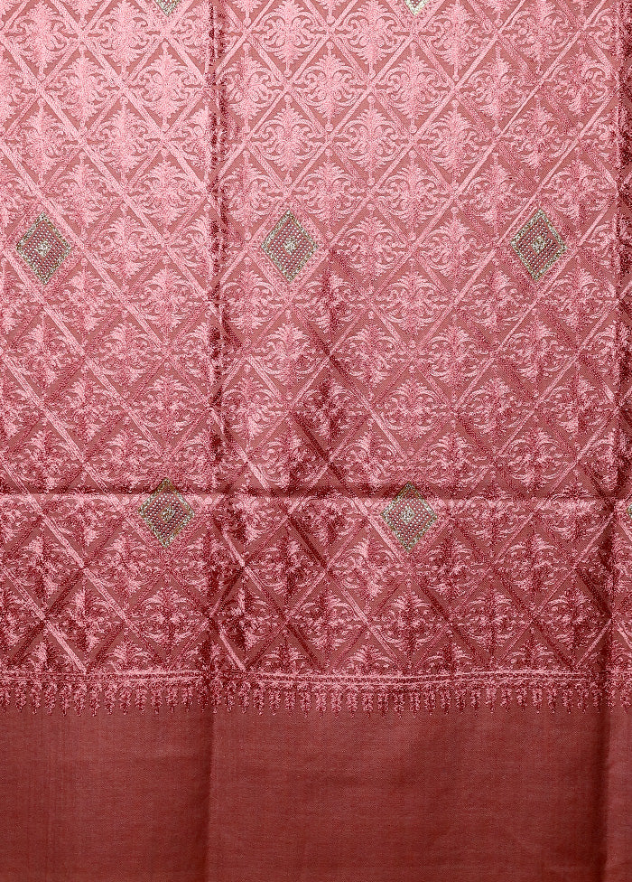 Peach Butta Work With Zari Woven Border Shawl