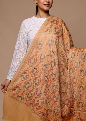 Cream Butta Work With Zari Woven Border Shawl