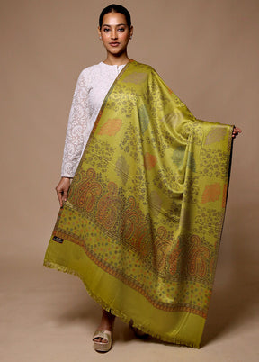 Green Butta Work With Zari Woven Border Shawl