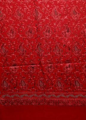 Red Butta Work With Zari Woven Border Shawl