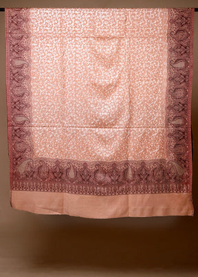 Peach Butta Work With Zari Woven Border Shawl