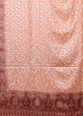 Peach Butta Work With Zari Woven Border Shawl