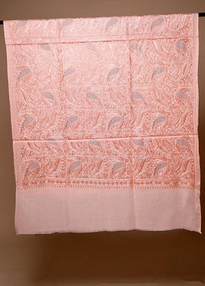 Peach Butta Work With Zari Woven Border Shawl