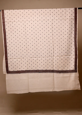 Cream Butta Work With Zari Woven Border Shawl