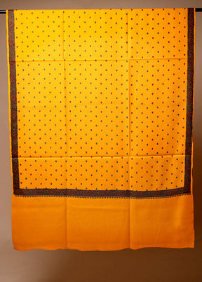 Yellow Butta Work With Zari Woven Border Shawl