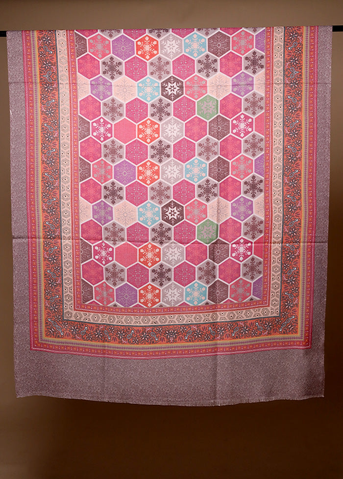 Pink Butta Work With Zari Woven Border Shawl