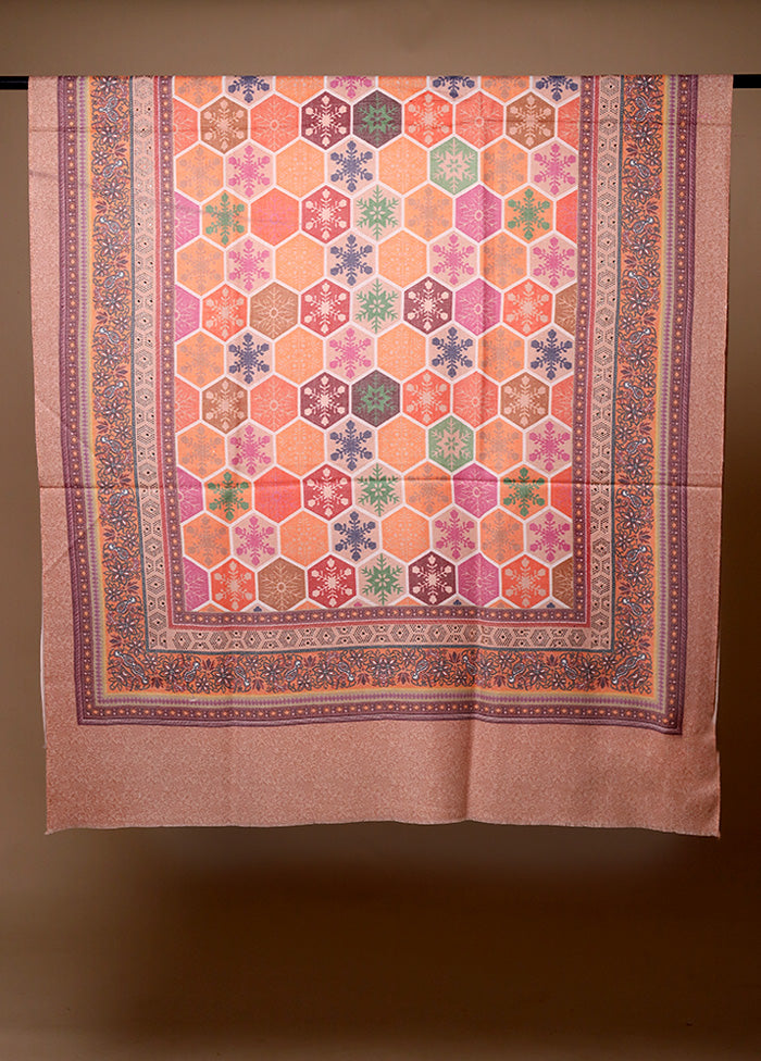 Orange Butta Work With Zari Woven Border Shawl