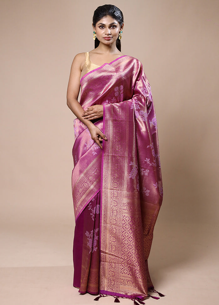 Pink Tissue Silk Saree With Blouse Piece