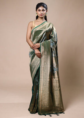 Green Tissue Silk Saree With Blouse Piece