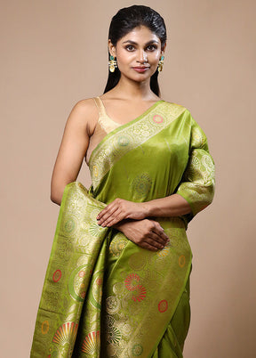 Green Tissue Silk Saree With Blouse Piece