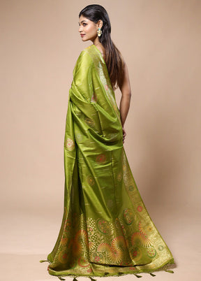 Green Tissue Silk Saree With Blouse Piece