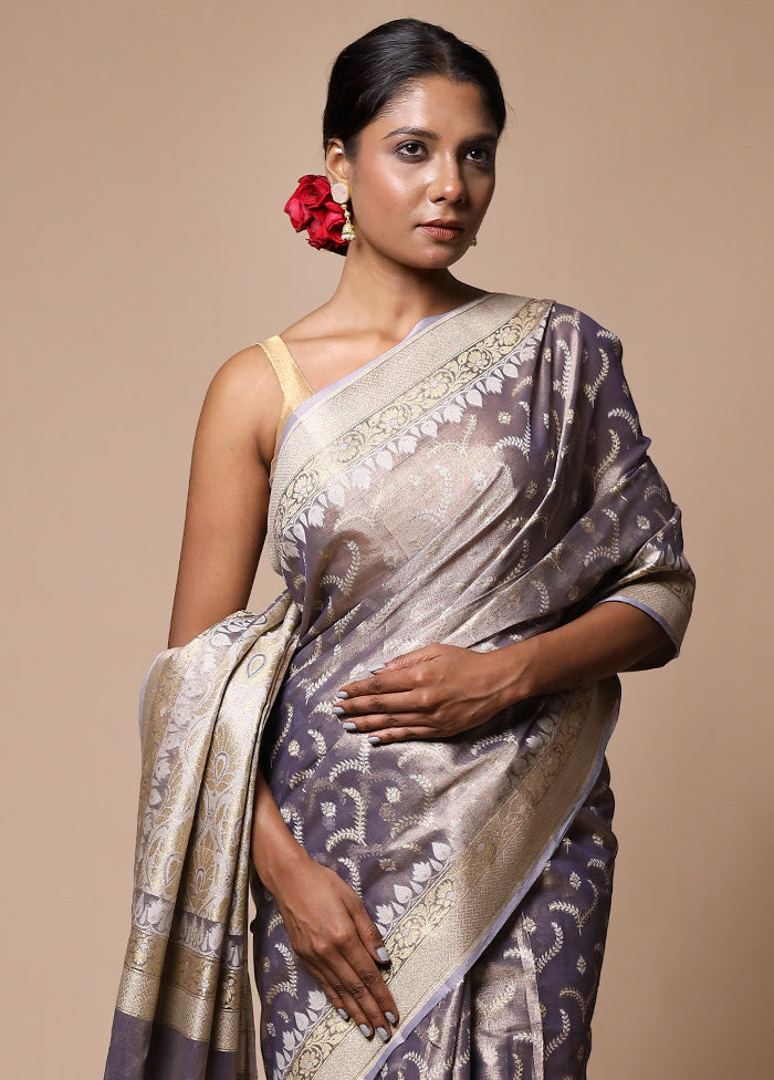 Blue Tissue Silk Saree With Blouse Piece