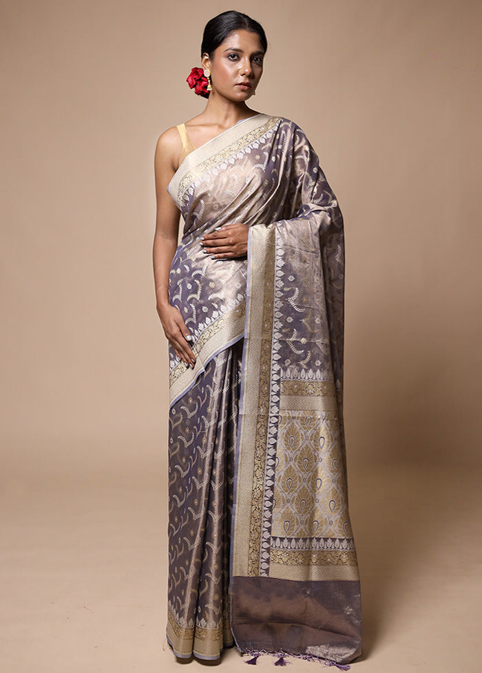 Blue Tissue Silk Saree With Blouse Piece