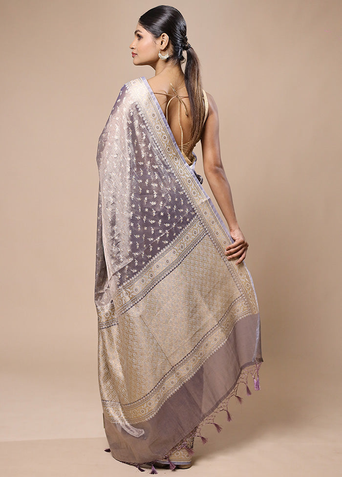 Purple Tissue Silk Saree With Blouse Piece