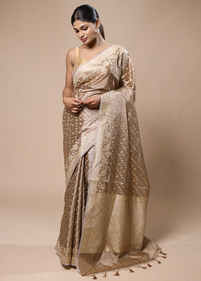 Cream Tissue Silk Saree With Blouse Piece