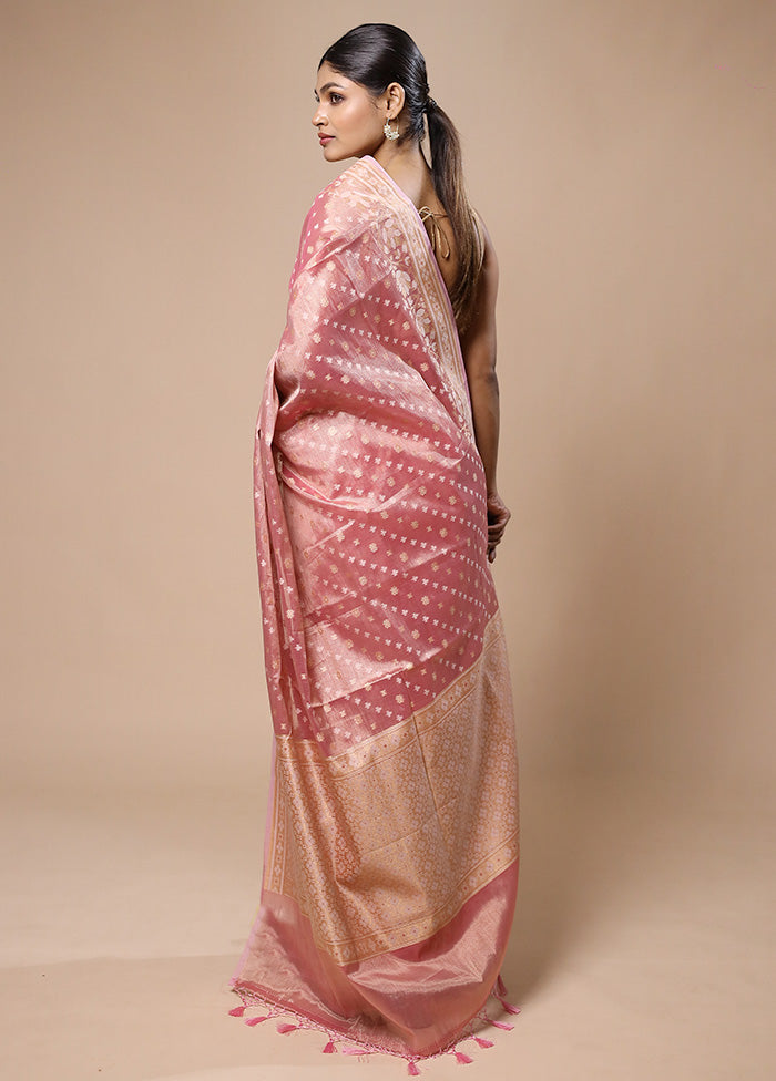 Pink Tissue Silk Saree With Blouse Piece