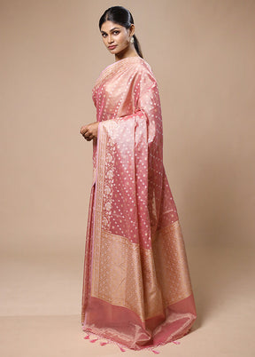 Pink Tissue Silk Saree With Blouse Piece