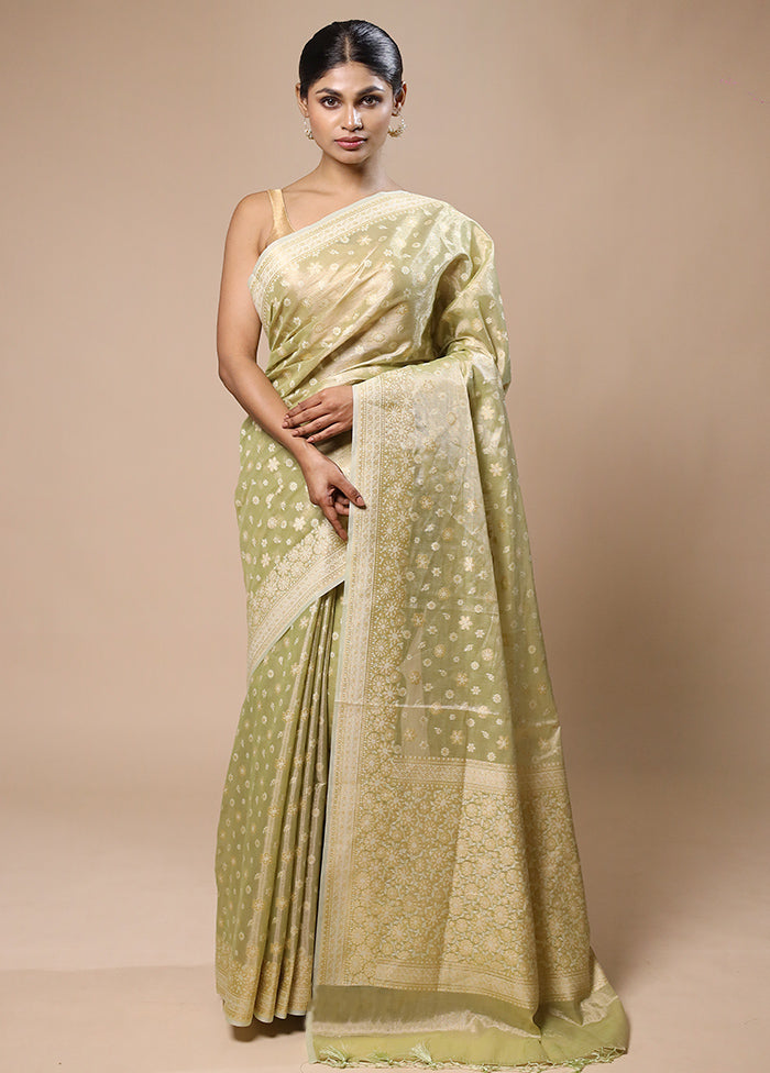 Green Tissue Silk Saree With Blouse Piece