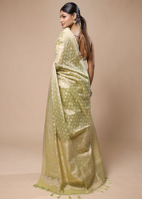 Green Tissue Silk Saree With Blouse Piece