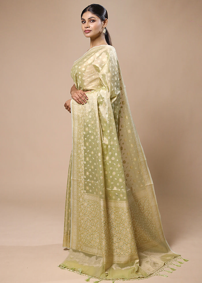 Green Tissue Silk Saree With Blouse Piece