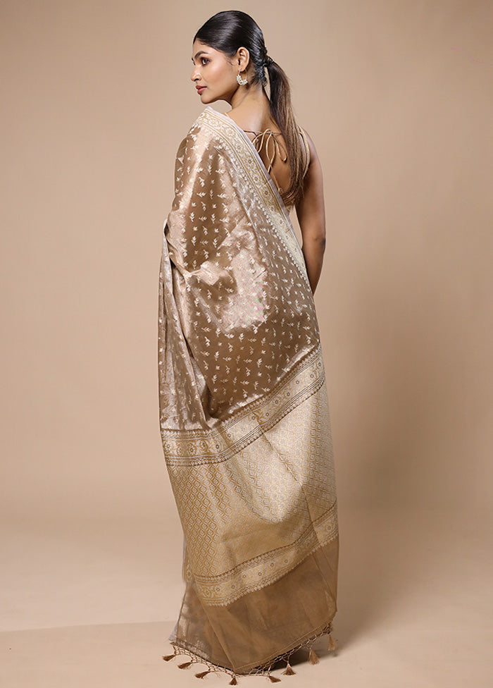 Cream Tissue Silk Saree With Blouse Piece