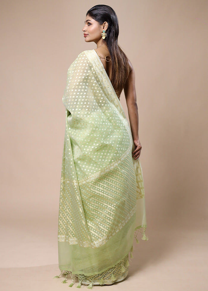 Green Kora Silk Saree With Blouse Piece