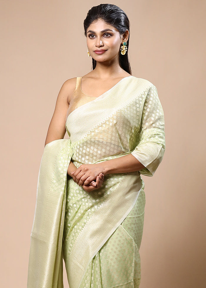 Green Kora Silk Saree With Blouse Piece