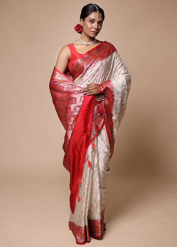 White Georgette Saree With Blouse Piece