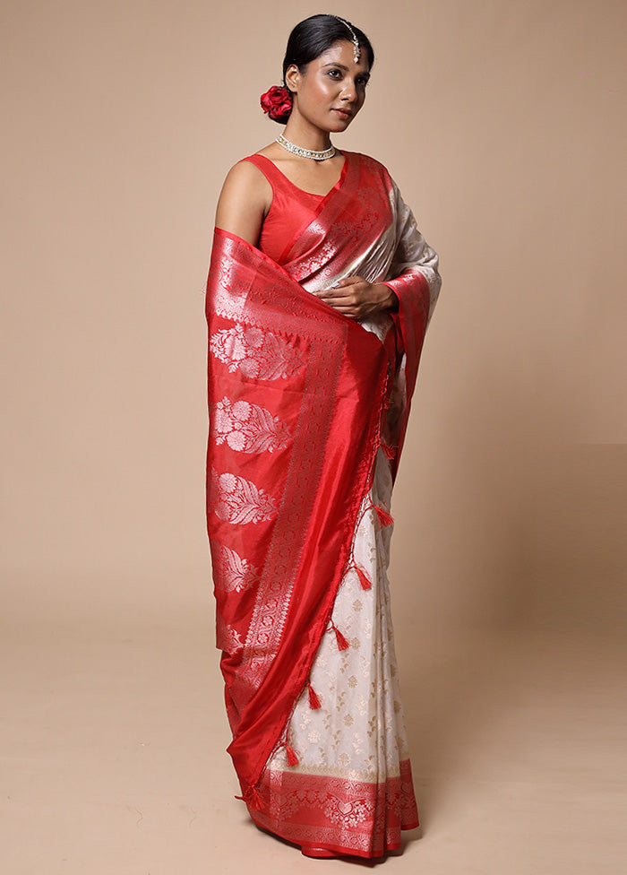 White Georgette Saree With Blouse Piece