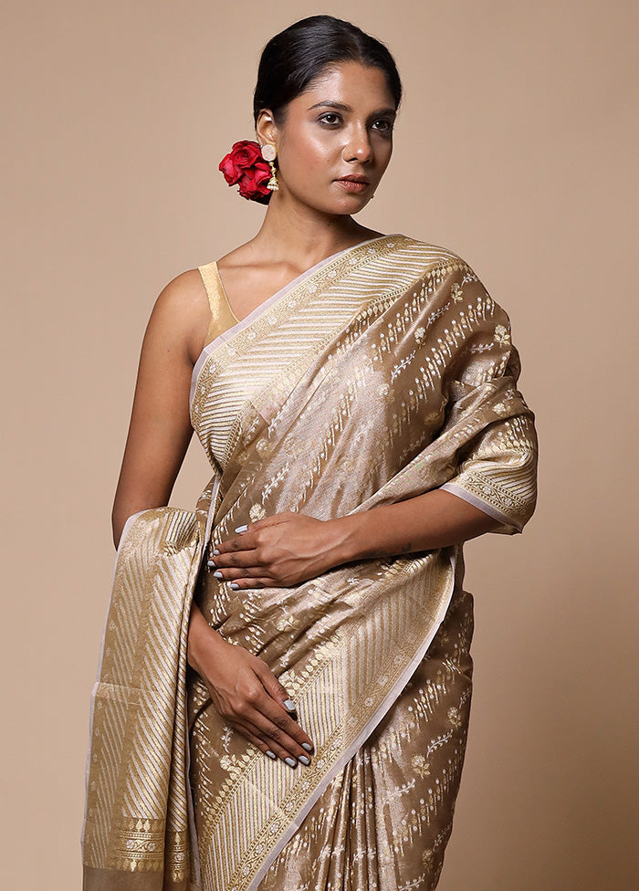 Cream Tissue Silk Saree With Blouse Piece