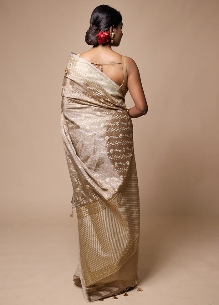 Cream Tissue Silk Saree With Blouse Piece