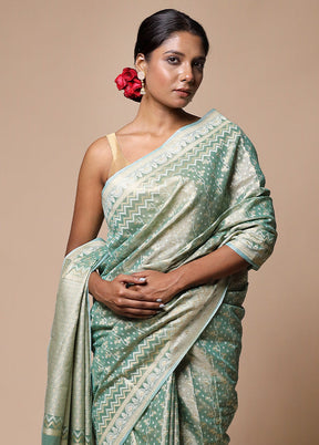 Green Tissue Silk Saree With Blouse Piece