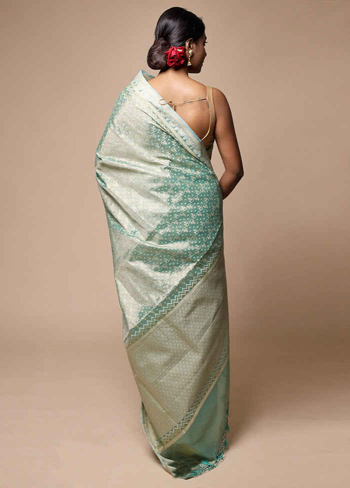 Green Tissue Silk Saree With Blouse Piece