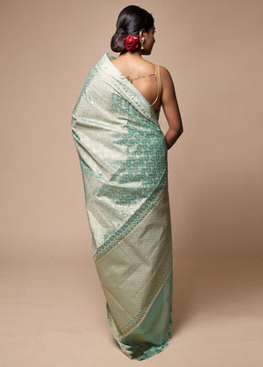 Green Tissue Silk Saree With Blouse Piece