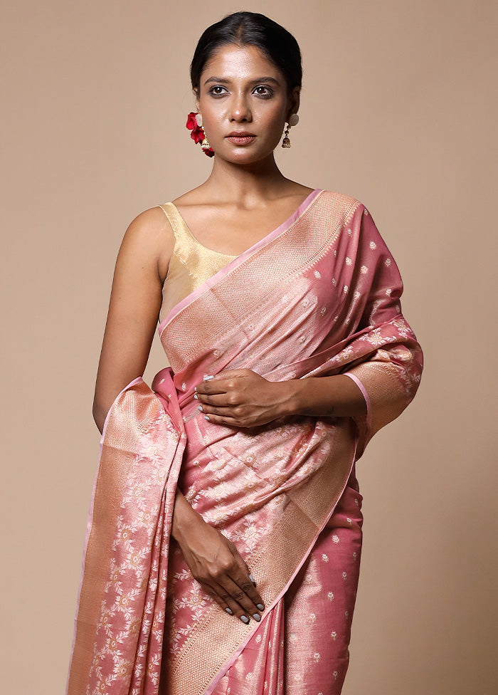 Pink Tissue Silk Saree With Blouse Piece