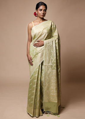 Green Tissue Silk Saree With Blouse Piece