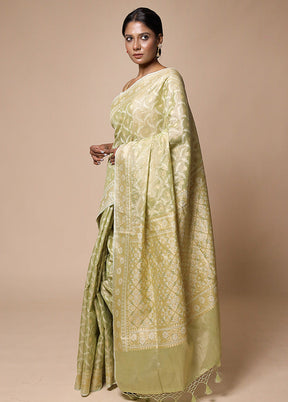 Green Tissue Silk Saree With Blouse Piece