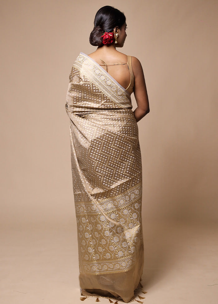 Cream Tissue Silk Saree With Blouse Piece