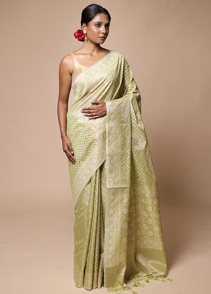 Green Tissue Silk Saree With Blouse Piece