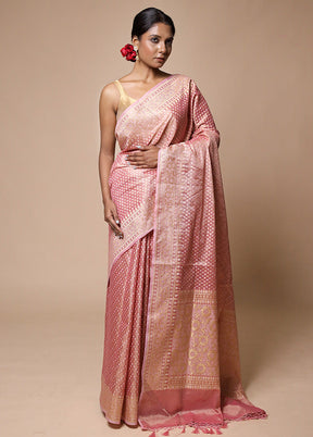 Pink Tissue Silk Saree With Blouse Piece