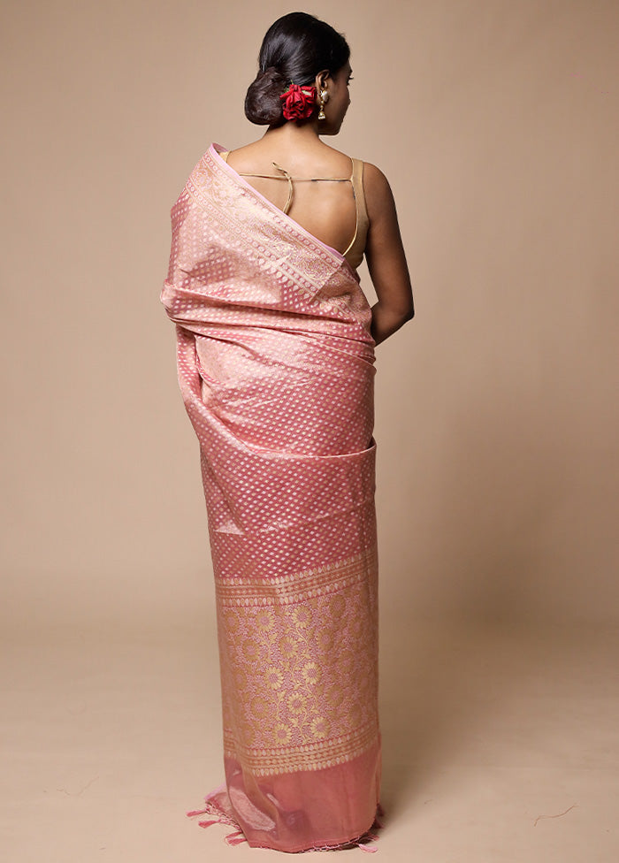 Pink Tissue Silk Saree With Blouse Piece