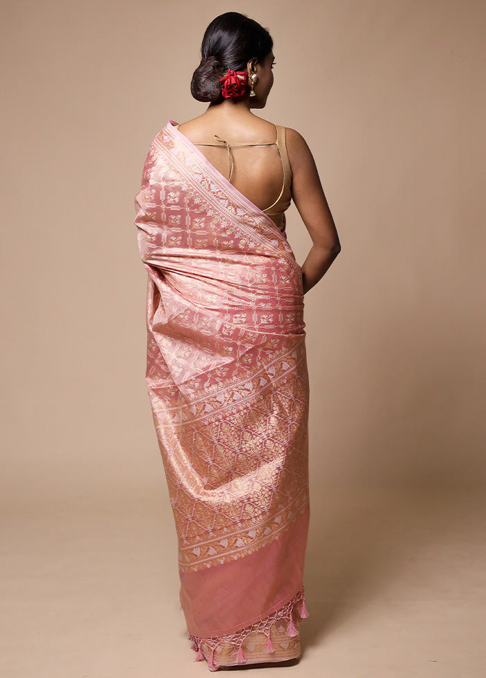 Pink Tissue Silk Saree With Blouse Piece